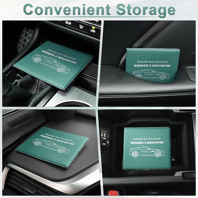 UYYE Car Registration and Insurance Card Holder, Vehicle Glove Box Car Organizer, Interior Car Accessories for Documents, Cards, License - 2 Pack