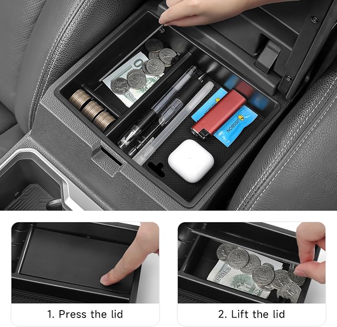 2PCS Center Console Organizer Compatible with Toyota 2026 2025 2024 Tacoma Accessories ABS Plastic Material Hidden Storage Box Dividers Organizer