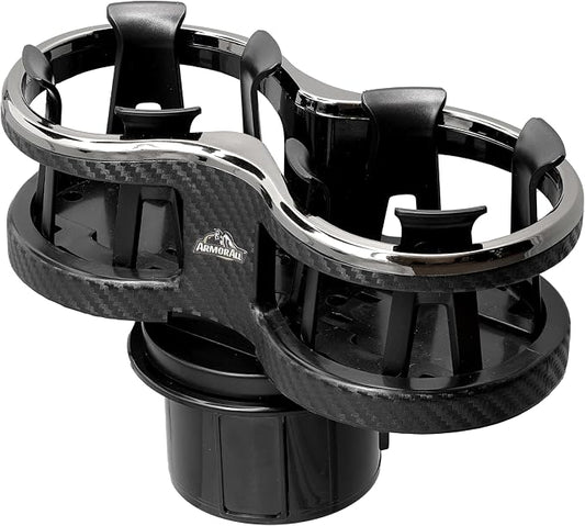 Armor All Cupholder 2 in 1 Expander, Turn 1 Cupholder to 2, Dual Drink Holder Expander with Adjustable Expandable Base to Fit Most Cars and Vehicles, Secure Hold with Drink Grips