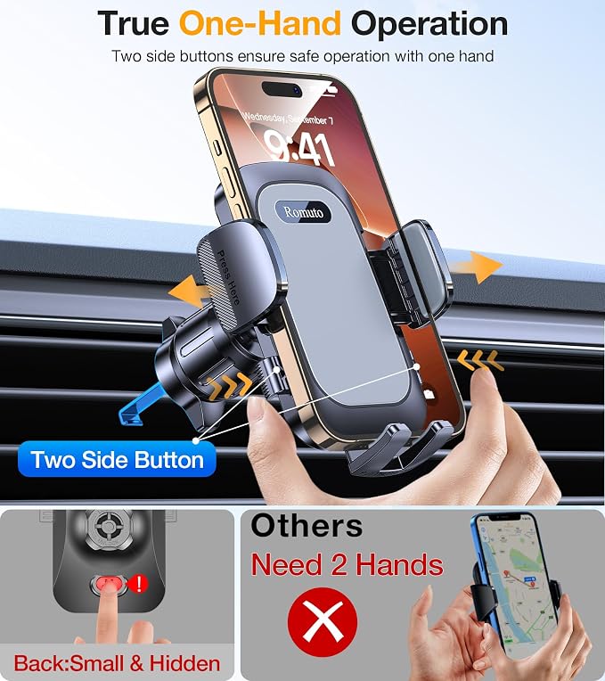 Romuto Phone Holders for Your Car Phone Holder Mount【2026 Strongest Suction】 Cell Phone Mount for Car Dash Windshield Vent Automobile Accessory Car Dashboard Sticky Pad Truck Stand for iPhone Samsung