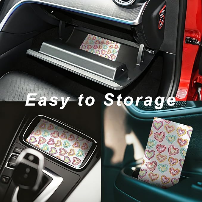 Car Registration and Insurance Holder, Premium Pu Leather Vehicle Glove Box Organizer - for Driver License, Cards & Essential Documents (L-Heart symbol)