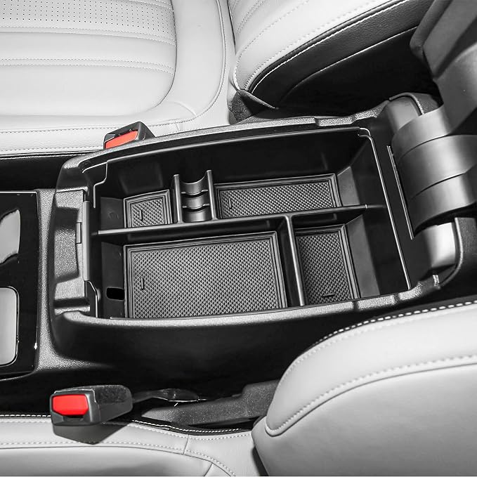 Center Console Organizer Tray Compatible with Ford Escape 2020-2024 2025 2026 and 2021-2024 2025 Bronco Sport CX430 4-Door (Not for U725 2-Door) Secondary Storage Armrest Box - Black