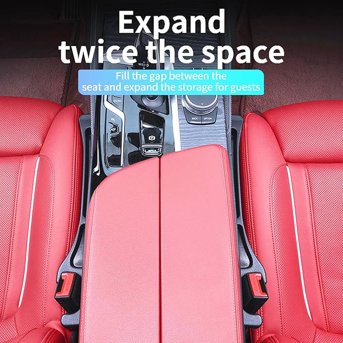 2 Pack Car Seat Gap Filler Stopper/Catcher, No-Drop Seat Guard Insert Between Seat and Console Black Auto Crevice Blocker Strip Pad Plug Seat Gap Guard Spacer A02