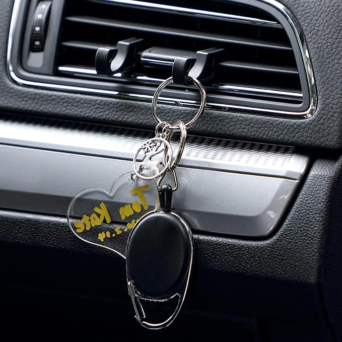 BBTO 10 Pieces Car Vent Hook Hanger Car Air Vent Holder Mobile Phone Mount Earphone Cable Winder Sunglasses Glasses Keychain Organizer Hanger Storage Hook (Black)