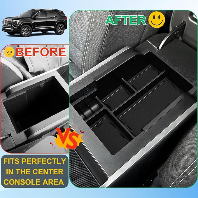 Center Console Organizer Tray for 2026 2025 GMC Terrain (Elevation Denali At4) Interior Accessories Middle Console Armrest Storage Coin Box