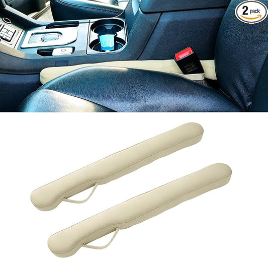2PC Car Seat Gap Filler, Universal Fit for Car SUV Truck, Full Coverage Between Seat and Center Console, Prevent Small Items from Dropping Beige Thickened