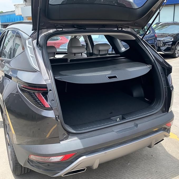 Cargo Cover for Hyundai Tucson 2026 2025 Accessories 2024-2022(Carbon Fiber Texture),Retractable Trunk Cover Organizer Security Shielding Shade Tonneau Cover for Hyundai Tucson Accessories