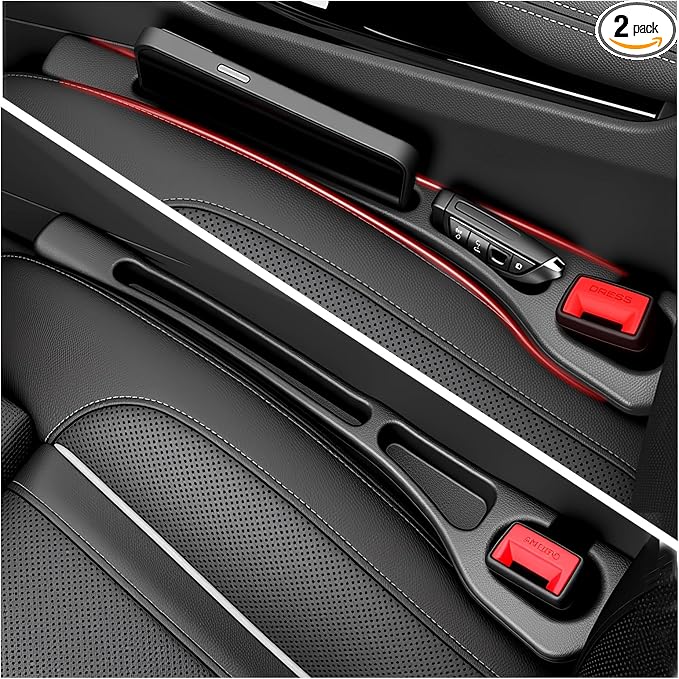 Car Seat Gap Filler 2 Pack,2026 Upgraded Car Seat Gap Filler Organizer with 2-Slot Storage & Phone Holder,Multifunctional in Between Cars Seats Catcher for Gaps 1.1-1.4" Wide