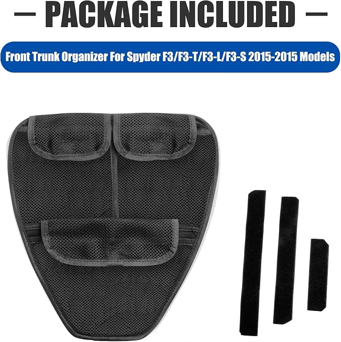Front Trunk Organizer with Mesh Pocket for Spyder, Frunk Tool Bag Side Wall Storage Accessories for Can-Am Spyder F3 F3-S F3-T F3-L 2015-2025, (Black Style)