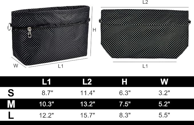 Vercord Handbag Purse Tote Pocketbook Organizer Insert Zipper Closure 11 Pockets 3 Sizes Many Colors