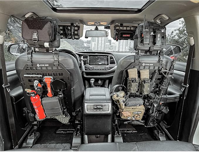PETAC GEAR Rigid Molle Panel For Vehicles,Car Headrest Organizer, Truck Mount Panels For Tactical Gears (Black)