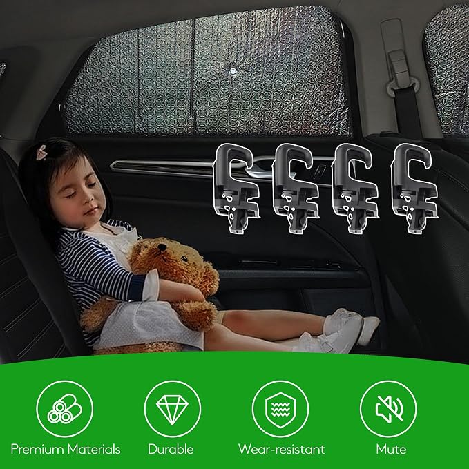 83917S8000CA 4 Pcs Black Rear Door Curtain Hooks No Drill Sun Shade Blind Holders Plastic Car Interior Blind Retainer Clips Compatible with Hyundai Palisade 2020-2024 Replaces 83917-S8000CA 83917S8000