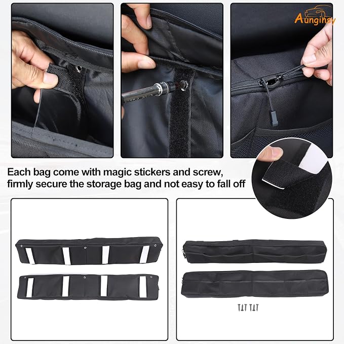 Aunginsy 2Pcs Trunk Organizer Compatible with Toyota FJ Cruiser 2007-2024+, Rear Tailgate Storage Bag Organizer Back Door Panel Storage Pockets Box Multi-Compartment Oxford Cloth Expansion Accessories