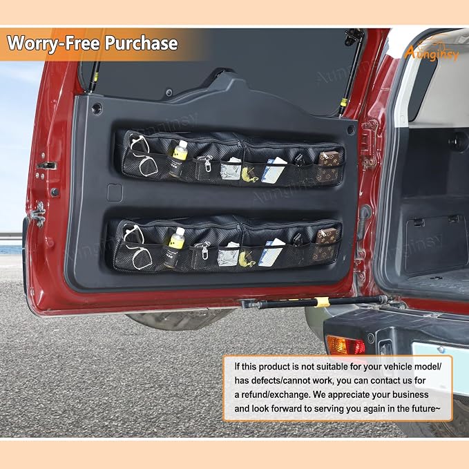 Aunginsy 2Pcs Trunk Organizer Compatible with Toyota FJ Cruiser 2007-2024+, Car Rear Tailgate Storage Bag Back Door Panel Storage Pocket Box Multi-Compartment Oxford Cloth Expansion Space Accessories