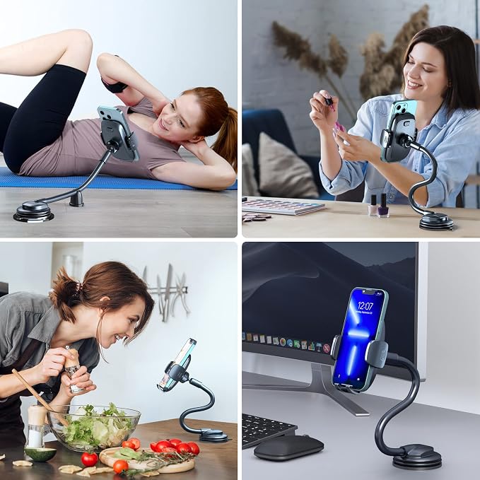 Phone Holders for Your Car [Gooseneck Flexible] Phone Stand for Car Dashboard Windshield Automotive Accessories [Strong Suction Cup] Cell Phone Car Mount for All iPhone Android Smartphone