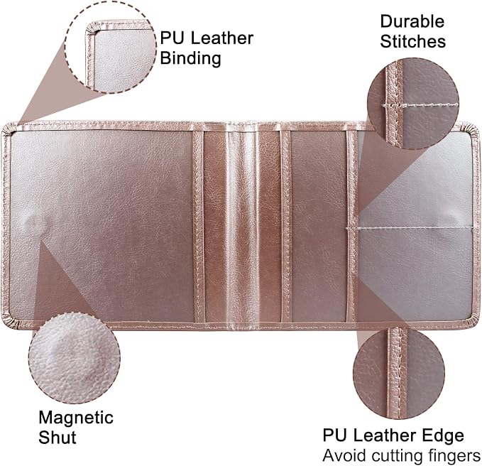 LumiMokki Car Registration and Insurance Holder, Leather Registration and Insurance Card Holder, Vehicle Glove Box Organizer - For Documents, Cards, License (Rosegold)