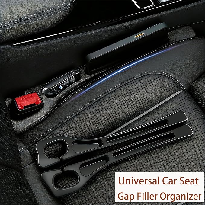 Car Seat Gap Filler, 2-Pack Universal Seat Gap Filler Organizer,Seat Side Gap Seam Filler Organizer Between Seat and Centre Console, No Drop Seat Guard for Phones,Keys & Cards, Fits Cars, SUVs, Trucks