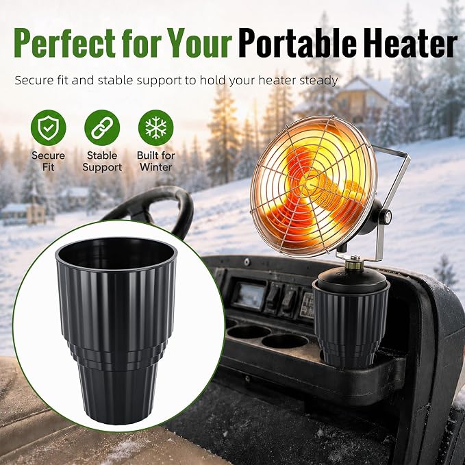 Roykaw Golf Cart Cup Holder for Propane Heater and Cup, Front Dash Cup Holder Adapter, Universal Compatible with EZGO Club Car Yamaha, Fit Most Bottle and Drinks, 1 PC