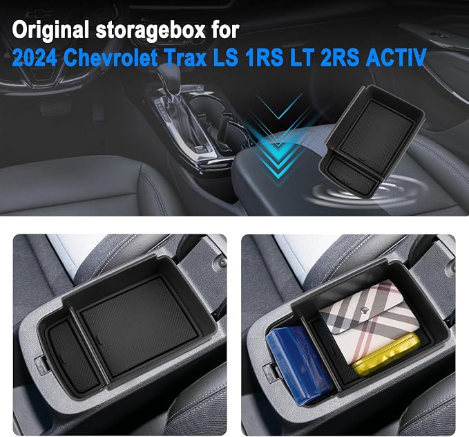 SHAOHAO 2025 2026 Chevy Trax Center Console Organizer Tray Compatible with 2024 2025 2026 Chevy Trax Accessories (LS/1RS/LT/2RS/ACTIV) Armrest Storage Box Organizer 2024 2025 2026 Trax Insert Tray
