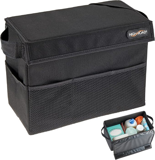 High Road Carganizer Car Storage Bin with Lid - Multipurpose Storage Box for Car for the Back Seat, Front Seat or Trunk - Univeral Car Organizer Fits All Vehicles