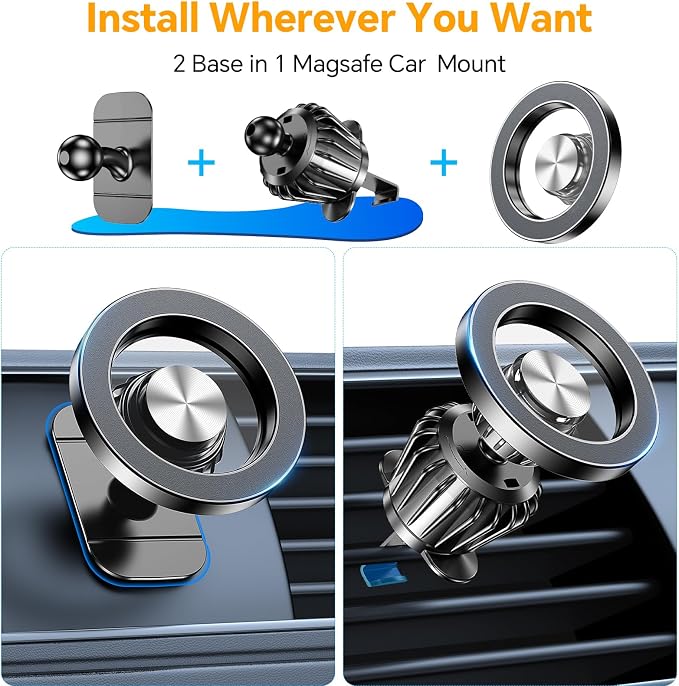 Kaistyle for Magsafe Car Mount【Strong Magnets】Magnetic Phone Holder for Car Phone Holder Mount Dash Mounted Holders Phone Holders for Your Car Accessories for Women Men for iPhone 17 Pro Max 16 15 14