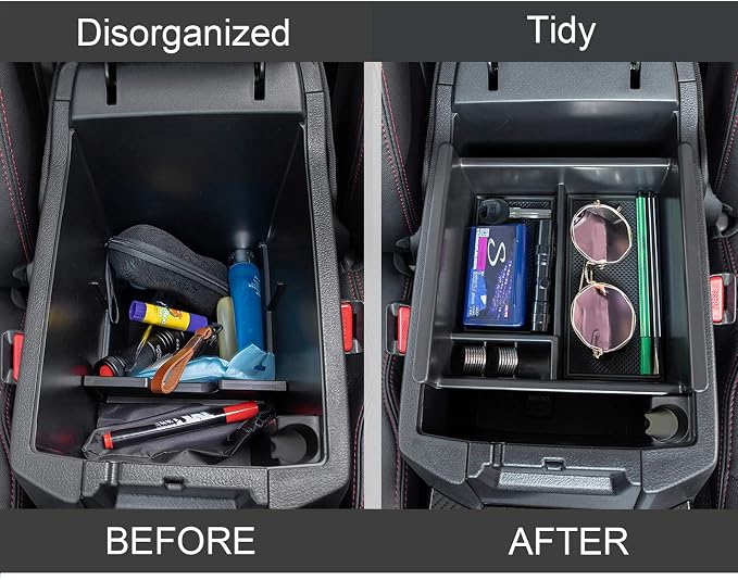 JDMCAR Center Console Organizer Compatible with Toyota 4Runner Accessories 2010-2024 and Kia Telluride (2020-2024), Insert ABS Black Materials Tray, Armrest Box Secondary Storage