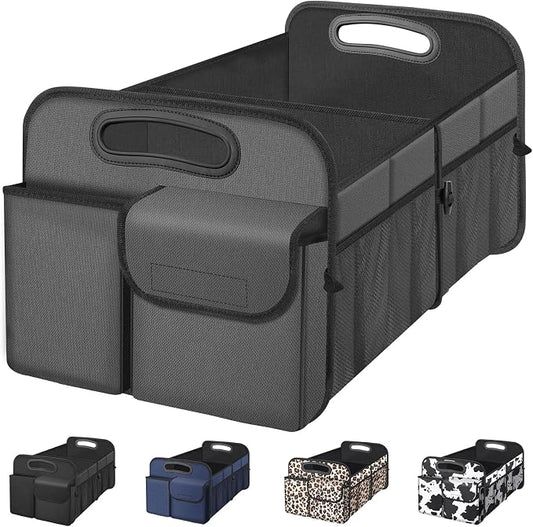 Femuar Car Trunk Organizer, Car Storage Organizer with Large Capacity Waterproof Collapsible Trunk Organizer for Car Suv/Jeep/Sedan (Grey, Standard)