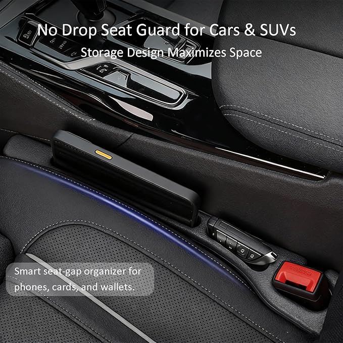 Car Seat Gap Filler Organizer 2-Pack - Universal Fit Seat Gap Plug Blocker, Drop-Proof Console Catcher for Phones, Keys & Cards, Interior Auto Accessories for Cars, Trucks & SUVs
