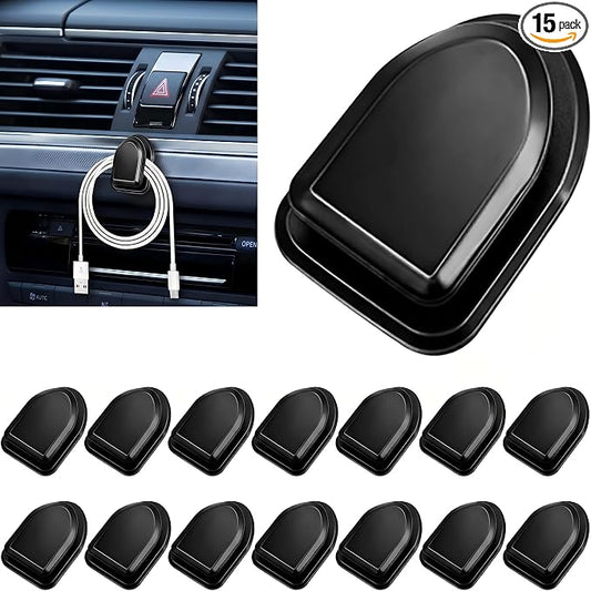 Frienda 15 Pcs Car Mini Hooks Black Sticky Hooks Multifunctional Car Organization Accessories for Key USB Cable Earphone Cable Interior Sunglass Storage Vehicle Decor