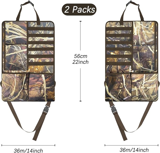 Car Seat Back Gun Rack, 2 Pack Automotive Truck Racks for Hunting Gear, Seat Back Gun Sling Holder with Storage Pockets for Truck SUV