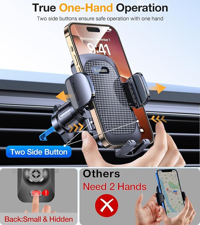 Romuto Phone Holders for Your Car Phone Holder Mount【Super Suction】Cell Phone Holder for Car Accessories for Women Men【360° Adjustable】Suction Phone Mount for Car, Window, Bathroom for iPhone Samsung