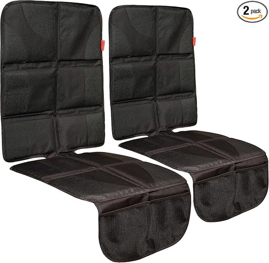 Lusso Gear Car Seat Cover & Protector - 2-Pack Waterproof Non-Slip Protector - Mesh Pocket Organizer - Universal Fit for Convertible & Toddler Car Seats, Black