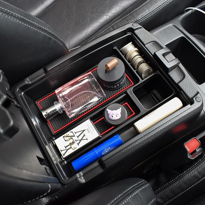 HGWEI Center Console Organizer Tray Compatible with Nissan Rogue 2014-2020 / Rogue Sport 2017-2022 / Murano 2015-2024 Interior Accessories Insert Armrest Storage Glove Box, Red