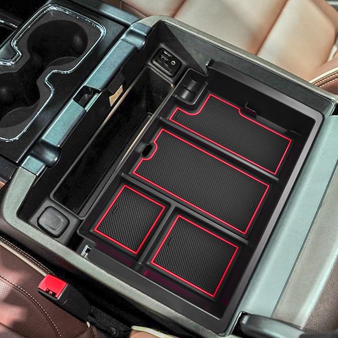 Center Console Organizer Fit Sierra/Silverado 1500 & Yukon/Tahoe/Suburban | Full Coverage, Compatible with 2014-2018 GMC Sierra 1500 /Chevy Silverado 1500,2015-2020 Yukon XL/Tahoe/Suburban