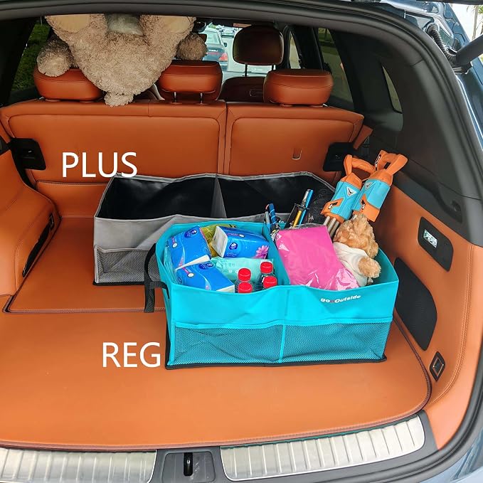 HiMagics Collapsible Waterproof Car Trunk Organizer, Soft PVC Storage Bin with Rugged PVC-Coated Fabric for SUV & Truck (Stone Gray REG)