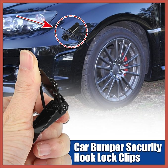 ACROPIX Universal Car Bumper Security Hook Lock Clips Quick Release Hook Clips for Car Trunk Quick Release Fasteners for Trunk Bumpers Fenders Black 80x28mm 2pcs Car Parts