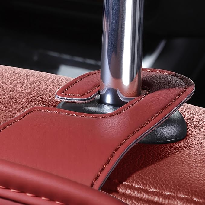 2-Pack Car Seat Back Cup Holder Organizer, Red | Faux Leather, With Hooks, Universal Backseat Storage, For Drinks, Bottles & Travel Accessories