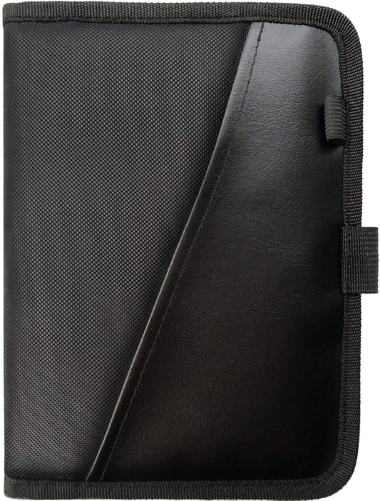 Glove Box Compartment Organizer - Car Document Holder - Owner Manual Case Pouch - Vehicle Storage Wallet for Registration & Insurance Card - Premium Auto Paperwork Holder - Log Book included - Black