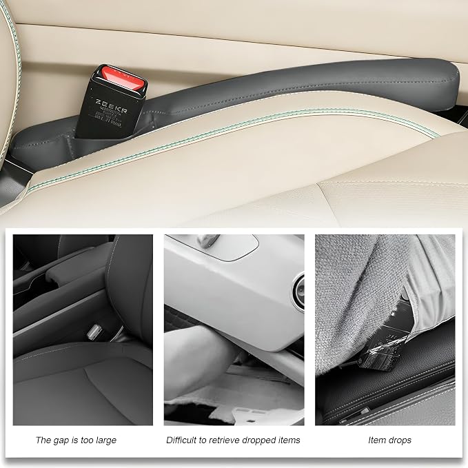 2PCS Car Seat Gap Filler, Soft Foam Automotive Organizer to Fill The Gap Between Seats Console Stop Things from Dropping, Vehicle Seat Side Gap Stopper, Universal for Truck SUV (Gray)