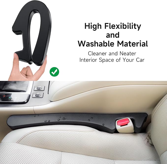Car Seat Gap Filler Set of 2, Seat Side Gap Filler Fill Gap Between Seat & Console with Double-Sided Textured Design Soft Foam For Car SUV Truck, Seat Crevice Blocker Stop Things from Dropping