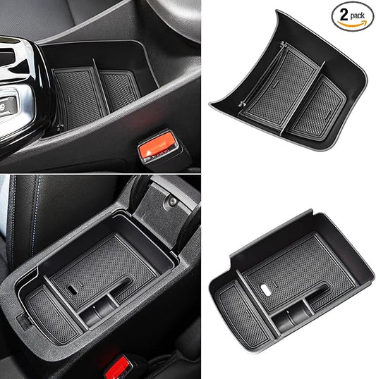 HGWEI 2Pcs Center Console Organizer Compatible with 2024 2025 2026 Chevy Trax Interior Accessories and Lower Middle Console Insert Tray Armrest Storage Box Compartment Divider, Black
