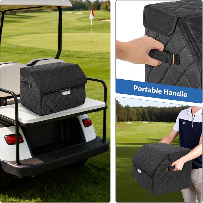 PGmoon Upgraded Golf Trunk Organizer, Golf Car Organizer with Separate Ventilated Compartment for 2 Pair Shoes, Golf Storage with Multi-Compartment for Golf Accessories, Gifts for Golfers