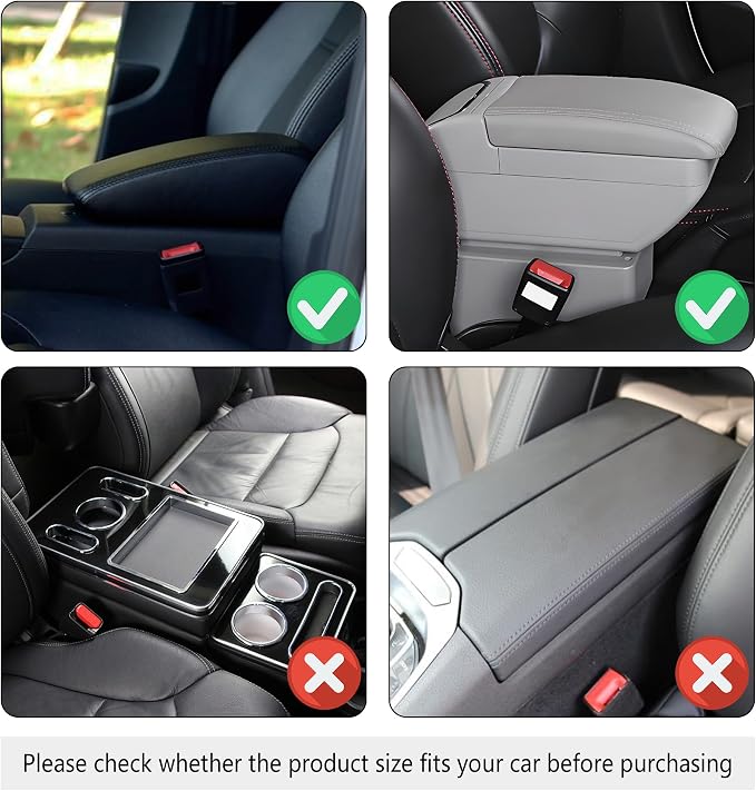 Stacool Upgraded Car Center Console Cover,Microfiber Leather Car Armrest Cover Cushion with 2 Storage Bags,Universal Car Armrest Storage Box (Purple)