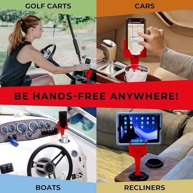 Cup Holder Phone Holder Mount for Car - Universal Adjustable Expander Cradle Hands-Free Driving - Compatible with All Smartphones Car Mount for iPhone Samsung Google Android Mobile Accessories Red