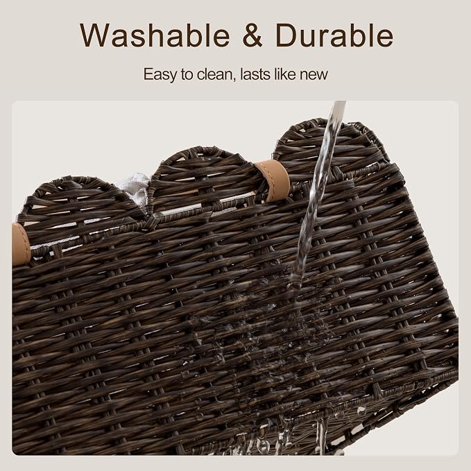 HBlife Baby Diaper Caddy Organizer, Large Portable Scalloped Plastic Wicker Woven Basket with Divider, Nursery Diaper Station, Baby Shower Gifts Basket, Car Organizer, Washable Waterproof