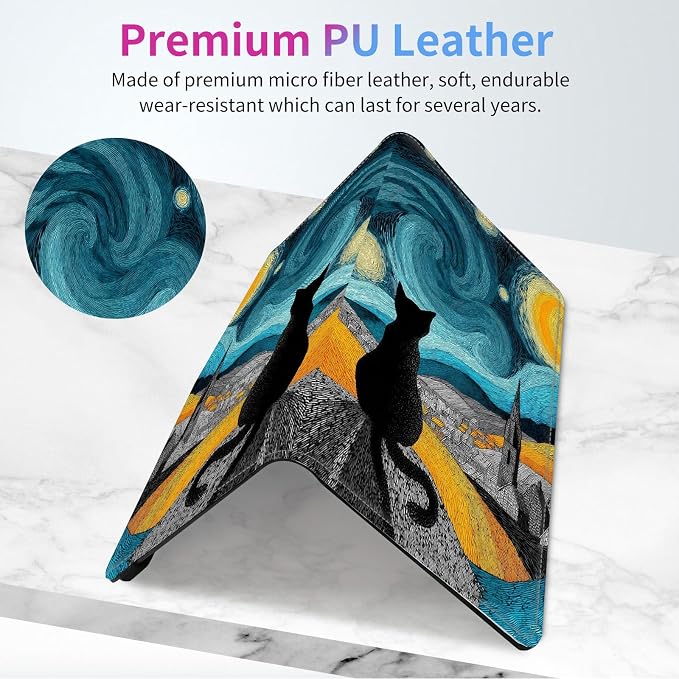 Car Registration and Insurance Holder,PU Leather Car License Document Insurance and Registration Card Holder Men Women Vehicle Glove Box Organizer Auto Accessories-Starry Night Black Cat
