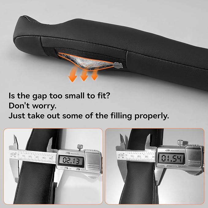 Car Seat Gap Filler - 2 Pack Premium Leather Console Blockers for Cars, Trucks & SUVs - Adjustable 1.4-2.4 Inch Width - Prevents Items Falling Between Seats (Grey)