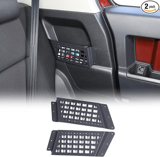 Rear Door Storage Pockets Compatible with Toyota FJ Cruiser 2007-2021, Rear Seat Molle Panel Metal Back Door Side Organizer Storage Box Expansion Accessories, 2PCS