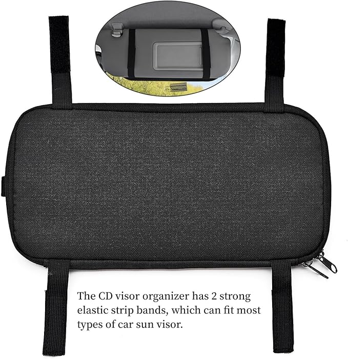 alavisxf xx Car CD Visor Holder, 12 Sleeves Organizer with Mesh Pocket | Durable Oxford Cloth, Holds 12 CDs/DVDs, 1 Pen Holder, 1 Back Inner Pocket, Disc Storage Organizer, Fits Most Vehicle Visors