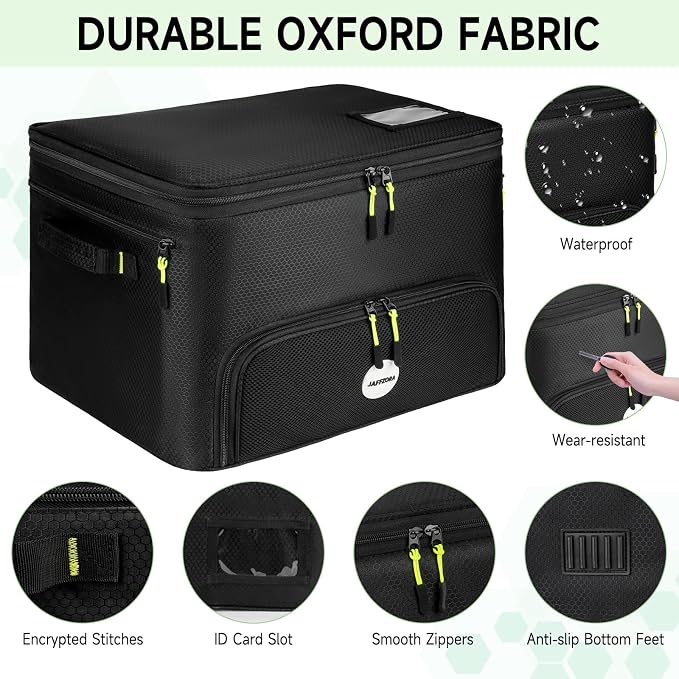 Golf Trunk Organizer, 2 Layers Golf Accessories Bag for Men, Waterproof Car Golf Storage Organizer with Compartment for 2 Pairs of Shoes, Golf Gifts for Men Women, Black